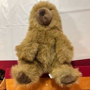 Grizzly BEAR brown fur Plush 7517C Sitting Teddy Stuffed Korea Vintage teddy 14”